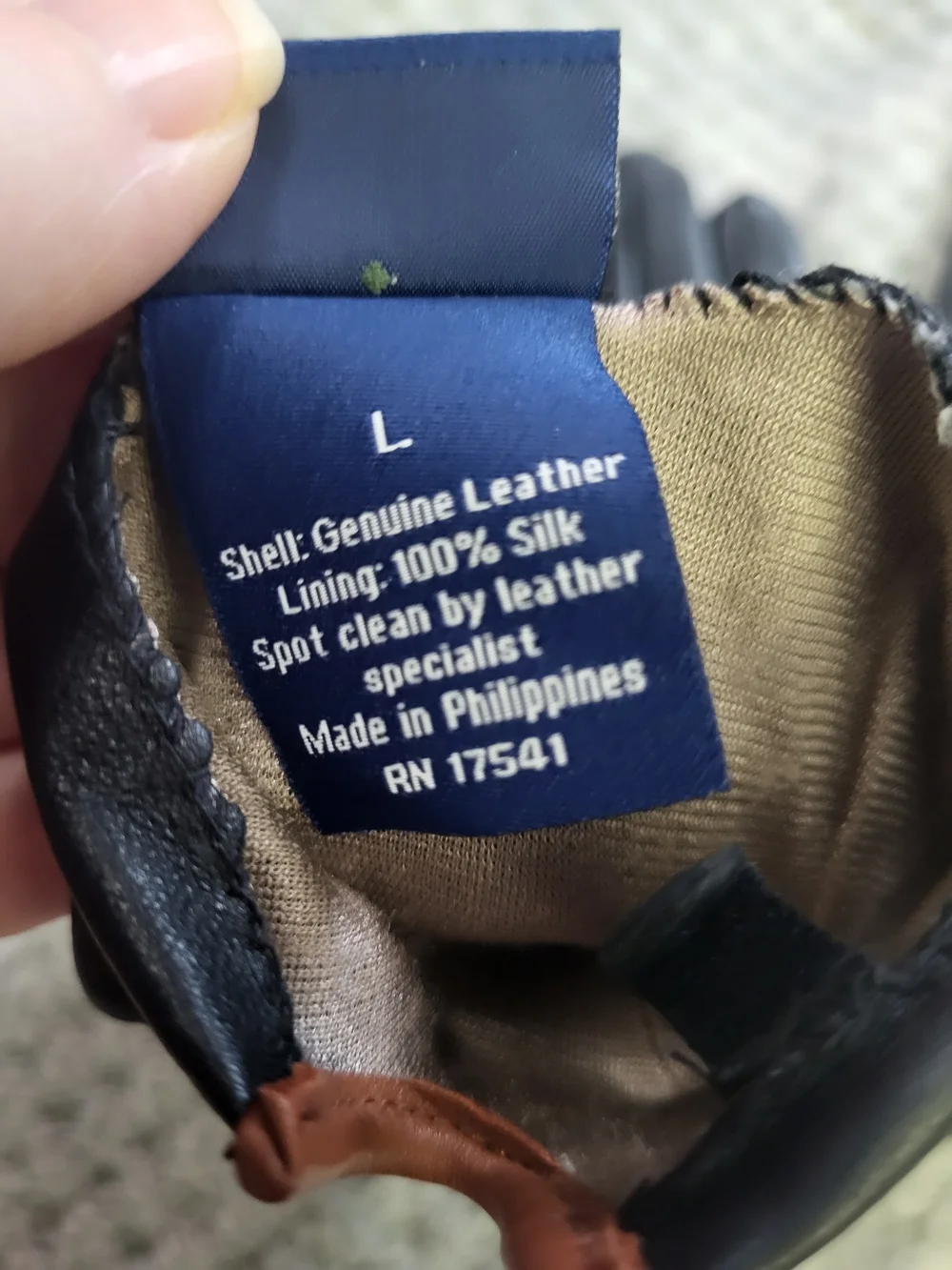 Cole Haan Black Leather Women’s‎ Gloves with Gold Accent Size Large